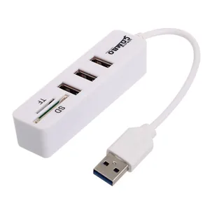 USB设备迷你便携式3端口高速USB2.0集线器读卡器，用于SD/TF卡