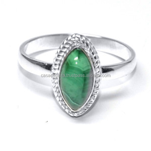 Solide. Bague en forme de marquise en malachite véritable en argent sterling 925 Bijoux faits à la main Grossiste Fabrication CASA De PLATA - Product Image 3