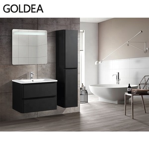 Nuevo Mueble de Baño Moderno <span class=keywords><strong>2022</strong></span>, Combinado con Espejo, en MDF con Acabado en Polvo Epoxi Negro, Impermeable - Product Image 5