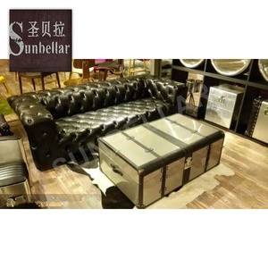 Foshan कारखाने औद्योगिक विमानन सोफा एल्यूमीनियम चेस्टरफील्ड वास्तविक चमड़े के सोफे प्राचीन एविएटर लिफ्ट औद्योगिक फर्नीचर - Product Image 2