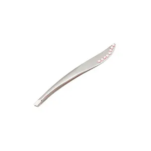 professional eyebrow tweezers stainless steel slant tip with diamonds tweezers