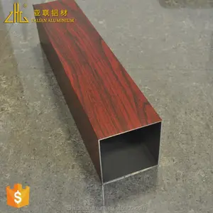 100x50 powder coating aluminum rectangle hollow section,6063 square tube aluminum wood finish profile