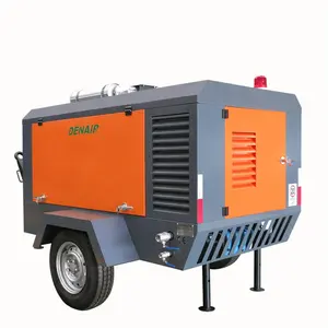 Mobiele Luchtcompressor Gold Mining Compressor Prijs 8Bar 200cfm Draagbare Diesel Schroef Compressor