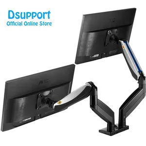 Aluminum Alloy 22-27 inch Dual LCD LED Monitor Mount Gas Spring Arm Full Motion Monitor Holder Support with 2 USB Ports F185A