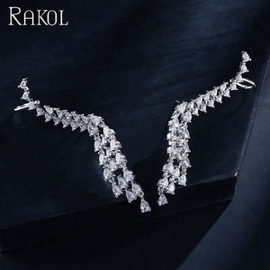 RAKOL EP2090 vintage wedding bridal rose <strong>gold</strong> crystal zircon long <strong>dangle</strong> CZ <strong>earrings</strong> - Product Image 4