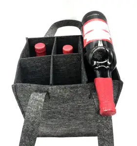 2023 new design Wine Bottle Carriers Tote Bag Reusable Washable with Removable Divider Feltbag for 6 Bottles