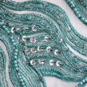 2018 mới nhất Ren Phong Cách Màu Xanh Lá cây hạt thêu thiết kế vải tuyn lưới ren cho ren váy cưới HY0845-2 - Product Image 2
