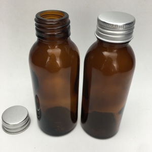 Boston Botol Kaca Cair Oral Sirup Jagung Amber 100Ml Bulat dengan Tutup Aluminium - Product Image 4