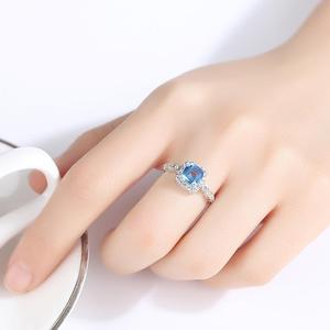 <span class=keywords><strong>Anello</strong></span> in pietra preziosa di fidanzamento con <span class=keywords><strong>topazio</strong></span> CZCITY per donna fedi nuziali classiche con gemme <span class=keywords><strong>blu</strong></span> cielo quadrate - Product Image 3