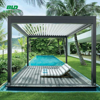 Treo Tường Ngoài Trời Không Thấm Nước Nhôm Pergola Hệ Thống Mái Nhà Khí Hậu Sinh Học Cơ Giới Pergola
