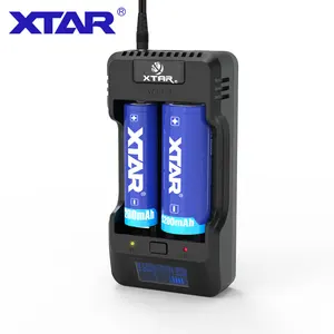 XTAR VP2 2插槽1A通用液晶电池充电器，适用于3.6V/3.7V/3.8V锂离子/LiFePo4电池