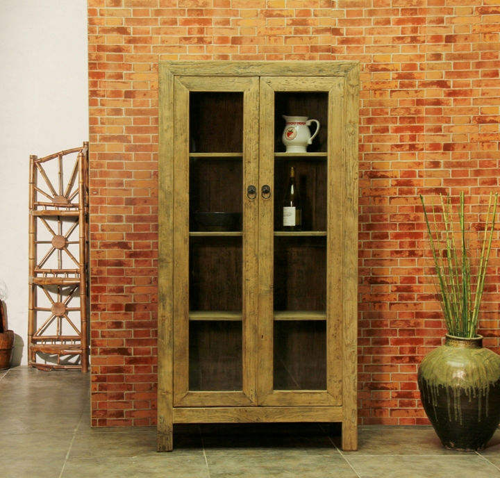 Estante de madera de reciclaje antiguo chino, mueble de estilo