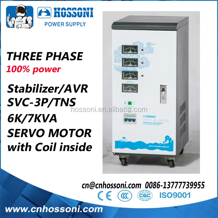 Regulador de tensão trifásico AVR 220V/380V/400V/415V SVC-3-6KVA/6000VA (estabilizador), AVR, alta qualidade com Bypass
