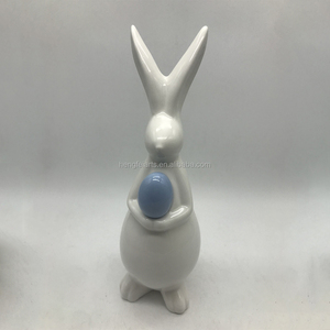 أزياء بسيطة الأبيض المزجج السيراميك زينة عيد الفصح أرنب التماثيل - Product Image 3