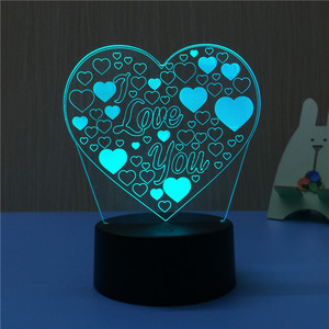 Luz de noche LED de corazón 3D PARA EL Día de San Valentín <span class=keywords><strong>con</strong></span> ilusión óptica 3D, luz blanca cálida, lámpara ABS que cambia de Color <span class=keywords><strong>con</strong></span> <span class=keywords><strong>pilas</strong></span> - Product Image 5