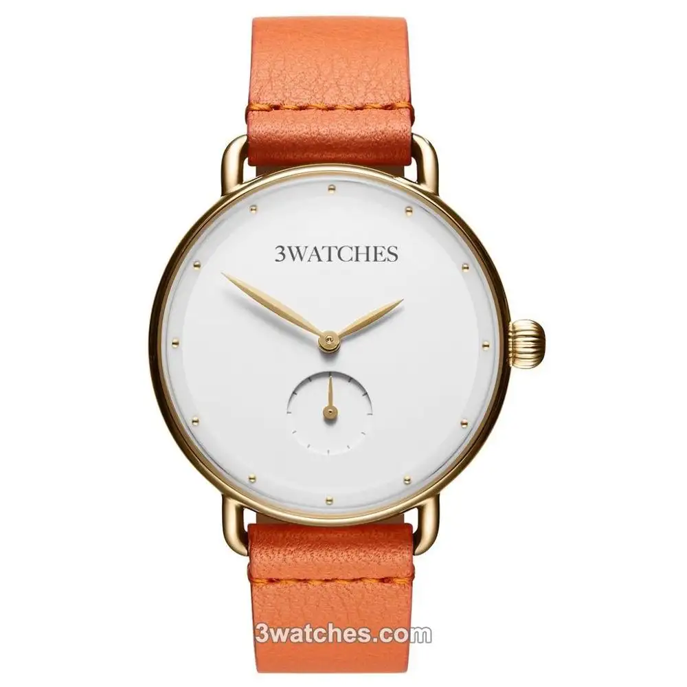 Customized OEM rose gold lady watch black beige leather watch