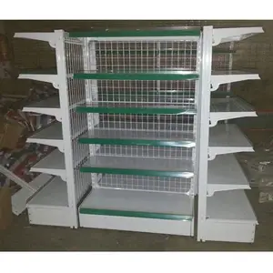 wire mesh grid panel back gondola shelving with end unit light duty supermarket racking