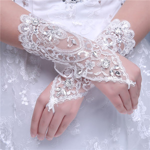 Guantes de Encaje con Cristales sin Dedos Morili, de Alta Calidad y Económicos, para Accesorios de Novia, MGB17 - Product Image 3
