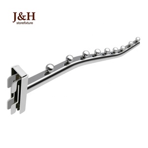 Quần áo Cửa Hàng Ống Tròn Thác Kim Loại Chrome Rãnh Kênh Hiển Thị Móc với Hạt Quả Bóng - Product Image 2