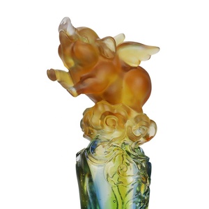 Jadevertu Chinese zodiac crystal liuli trophy Pate-de-Ve trofeo a forma di maiale e placca premio <span class=keywords><strong>per</strong></span> la decorazione del regalo della cerimonia del ricordo - Product Image 3
