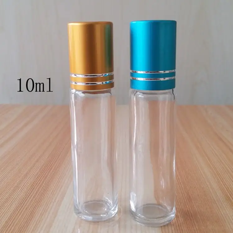 Rainbow blue green amber clear glass 10ml roll on perfume bottles / glass roller ball