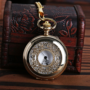 레트로 골드 플립 Hollowed 꽃 크리스마스와 새해 프로모션 포켓 시계 - Product Image 4