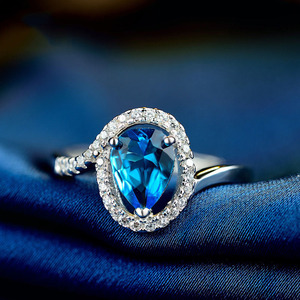Nuovo Design Hongsheng gioielli blu gemma Moissanite anello di nozze per le donne
