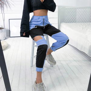 Hip Hop Streetwear Frauen Aushöhlen High Waist Patchwork <span class=keywords><strong>Cargo</strong></span> <span class=keywords><strong>Pants</strong></span> Damen <span class=keywords><strong>Slim</strong></span> <span class=keywords><strong>Fit</strong></span> Jogging hose Jogger - Product Image 4