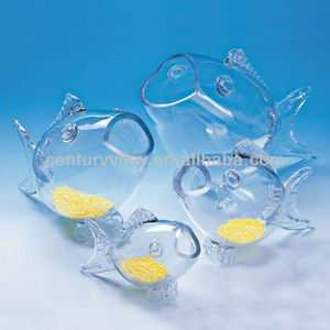 Aeofa, pot à bonbons en verre soufflé à la main, épais, 1 cm, transparent, grand, portable, en forme de poisson, aquarium en verre aquatique, aquarium en forme de poisson doré - Product Image 3