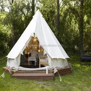 5เมตรผ้าใบผ้าฝ้ายกันน้ำ Tipi ระฆังเต็นท์ด้านหน้าผ้าใบกันน้ำ