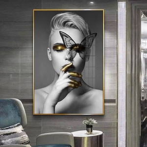 Oro Acrilico Immagine della Tela di canapa di Cristallo di Vetro Stampe di Arte Della Parete Della Pittura di Stampa Per living room decor - Product Image 3