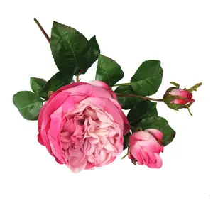 結婚式のための20インチステムシルク人工バラの花にピンクの完全に咲くバラ