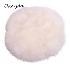 Factory customized size real lamb fur sheepskin round plush cushion