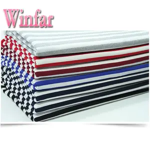 shaoxing supplier factory single jersey yarn dyed stripe knitting cotton fabric for garment