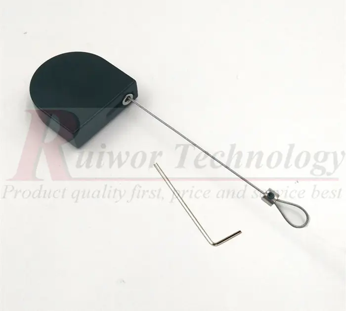 D-shaped guard against theft reel / wire / lanyard with adjust lasso end attachment