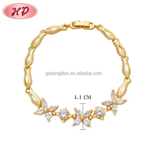 Commercio all'ingrosso Nuovo stile di modo della lega 18 K placcato oro di zircon pietra braccialetti metallici e braccialetti in pakistan per le donne gioielli