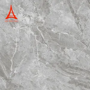 จีนที่กำหนดเองความหนา60X60กึ่งขัด Carrara สีเทาแผ่นพื้นหินอ่อนกระเบื้อง