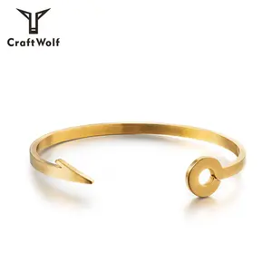 Handwerk Wolf Minimalistischen schmuck Manschette Männer Frauen 18K gold Edelstahl Fisch Haken Anker armreif armband