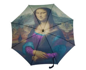 Caractère impression mona lisa stright poignée bâton parapluie - Product Image 6