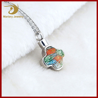 Vente en gros de bijoux de crémation pendentif croix en verre millefiori en acier inoxydable urnes souvenir collier de crémation