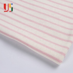 Cotone bianco e rosa <span class=keywords><strong>spandex</strong></span> melange francese terry del bambino poli a righe tessuto in pile - Product Image 6