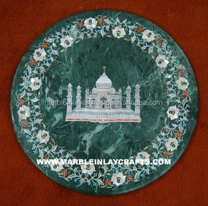 Haut de Table basse Taj Mahal en pierre de marbre, incrustation de meubles - Product Image 1