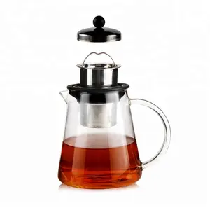 Stovetop Clear Borosilicate Glass Tea Pot With Stainless Steel Infuser For Loose Leaf Tea