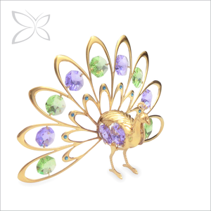 Gold Plated Metal <b>Peacock</b> Crystal Figurine Statue Art Collectible <b>Ornament</b> Gift for Women - Product Image 3