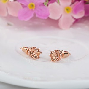 Teemi Wholesae piedra de gema elegante joyería de la boda de compromiso Mujeres <span class=keywords><strong>rosa</strong></span> de <span class=keywords><strong>oro</strong></span> bañado Diseño redondo Negro Stud Pen - Product Image 2