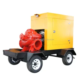 Horizontale flood pomp split case fire pomp 2 wiel trailer centrifugaal pomp