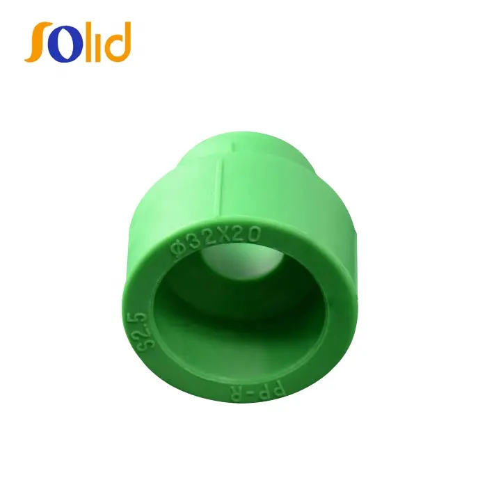 Reductor de tubería de plástico, Conector de reducción de acoplamiento, PPR, color verde sólido