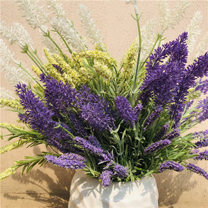 Vendita diretta in fabbrica di alta qualità decorativo 12 rami intensivi matrimonio artificiale plastica fiore di lavanda - Product Image 5