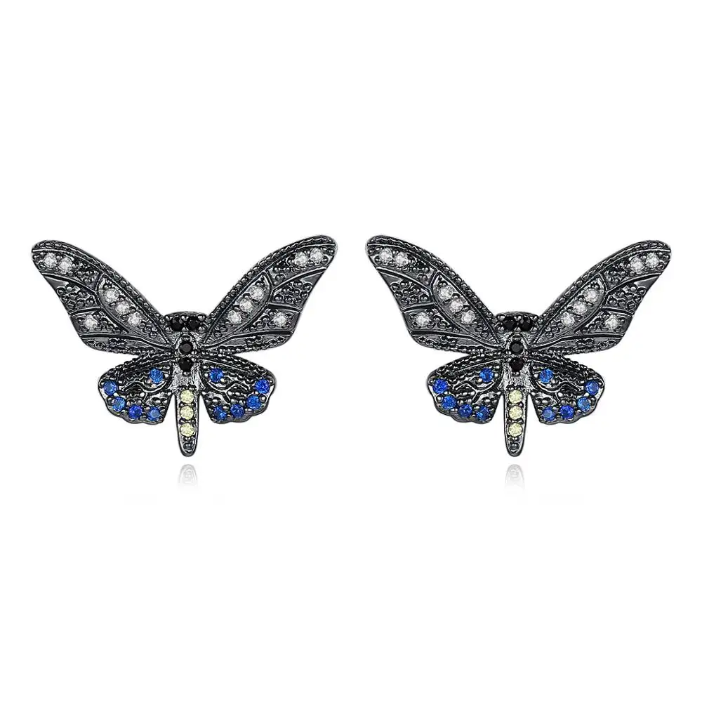 LUOTEEMI Neue Schmetterlings ohrringe Schwarzer Schmetterling Elegante Frauen Zirkonia Ohrring Mysteriöser Brincos Schmuck