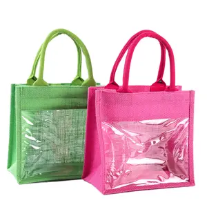 Customized Tote Gift Dust Colour Jute Bag Transparent